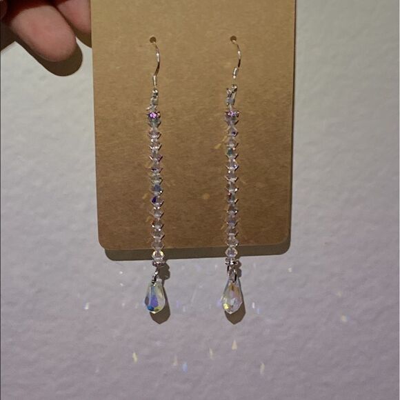 Handmade Austrian Crystal and .925 Sterling Silver Tear Drop Earings - Picture 4 of 5